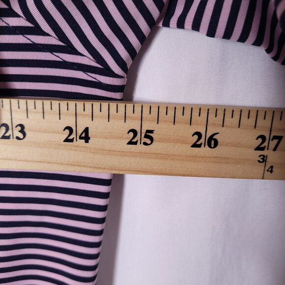 Footjoy Polo Shirt Mens Large Striped Pink, Navy Golf Performance Activewear - Picture 8 of 12